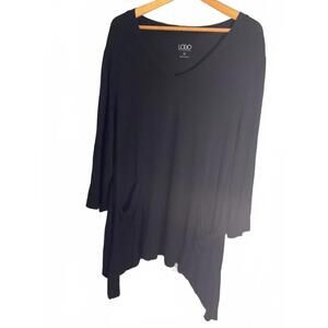 Logo Black Asymmetric Hem Tunic with Pockets XL